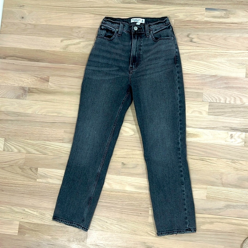 Abercrombie & Fitch ankle straight ultra high rise curve love black jean 00 NWOT
